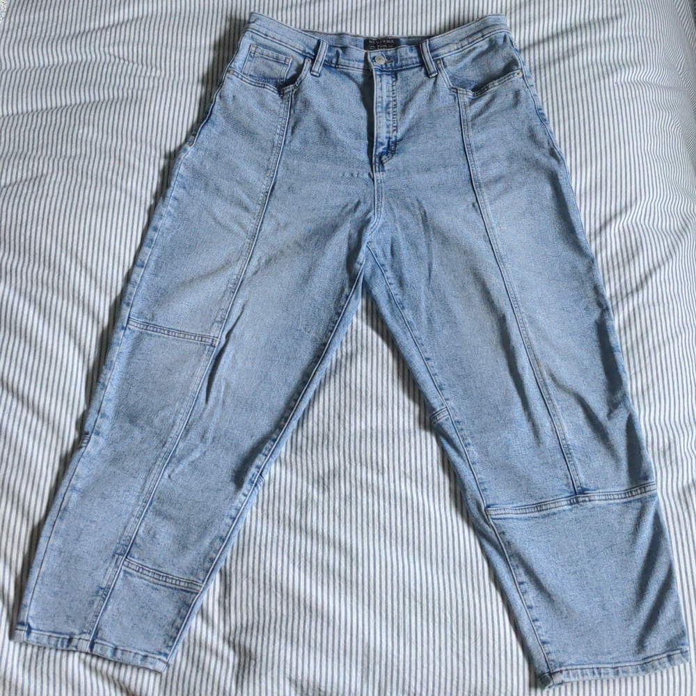 Banana Republic Light Wash High Rise Women's Barrel-Leg Utility Jean Size 10/12